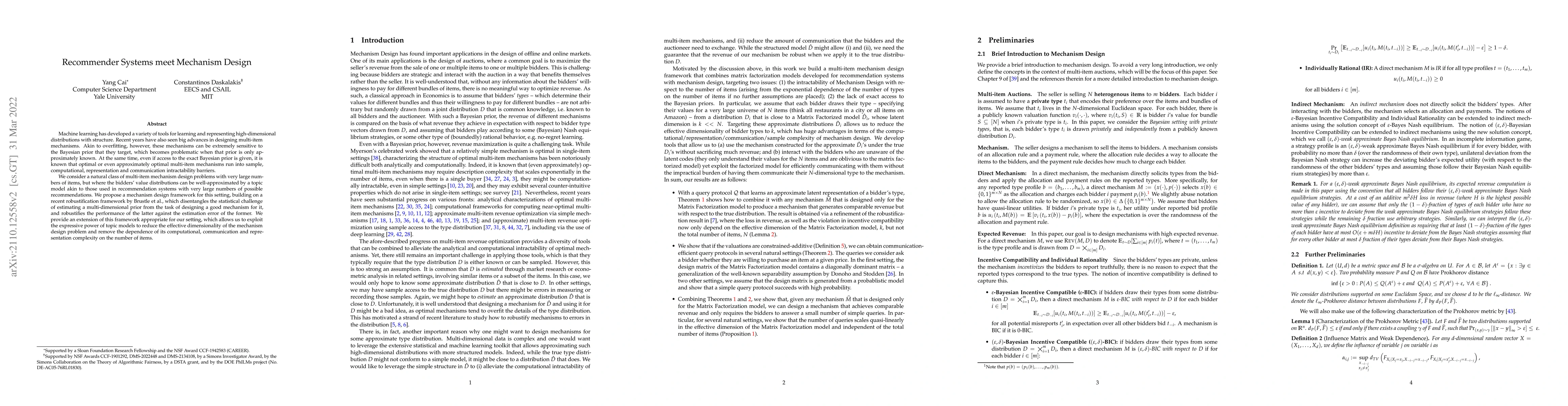 Thumbnail for Recommender Systems meet Mechanism Design