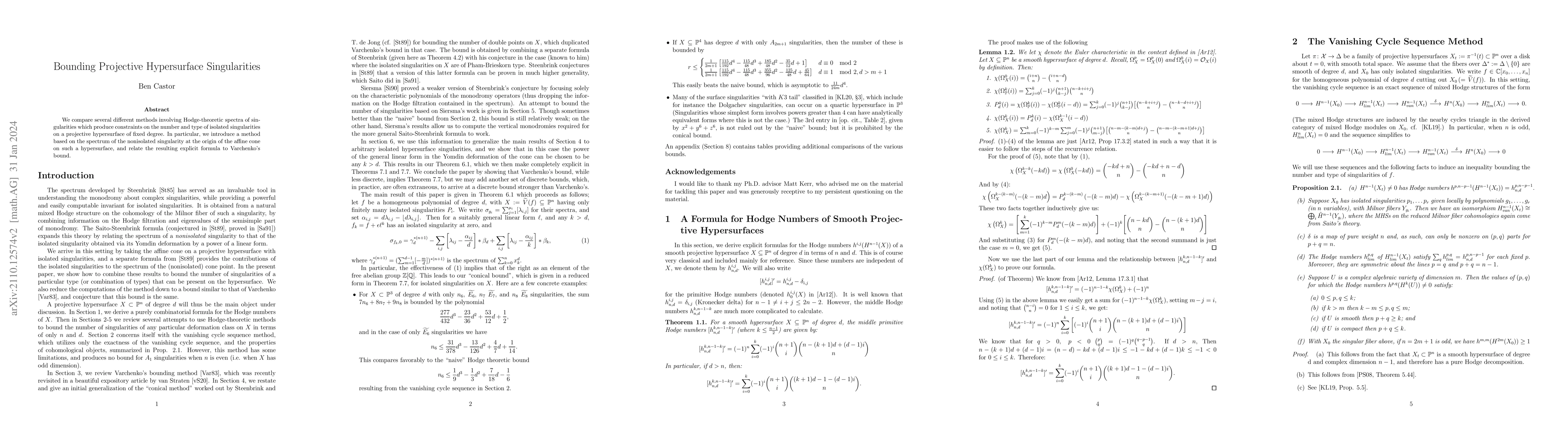 Thumbnail for Bounding Projective Hypersurface Singularities