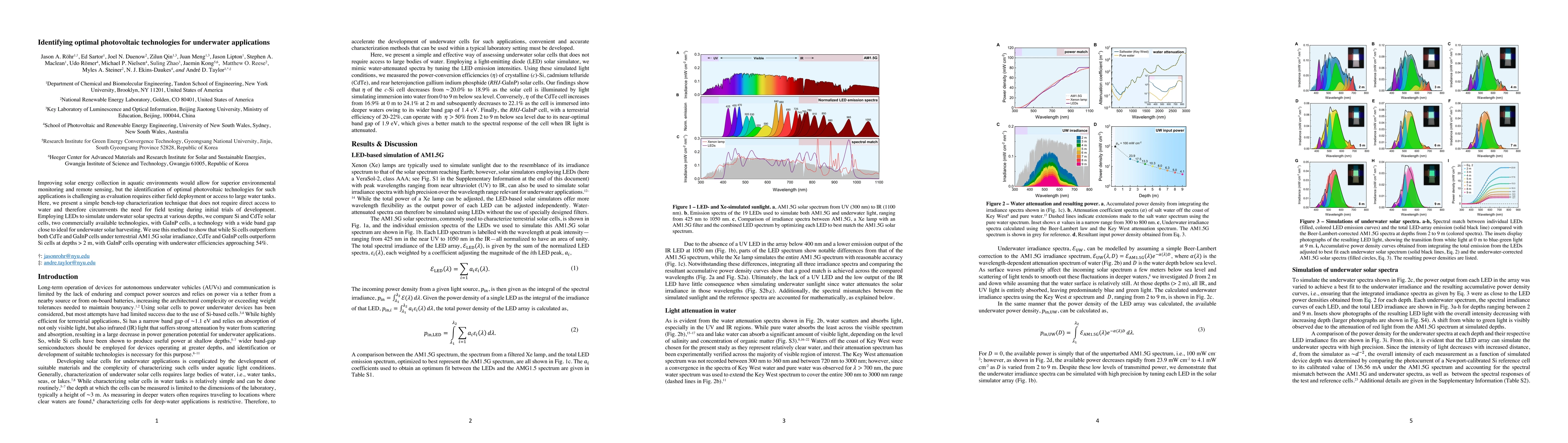 Thumbnail for Identifying optimal photovoltaic technologies for underwater
  applications