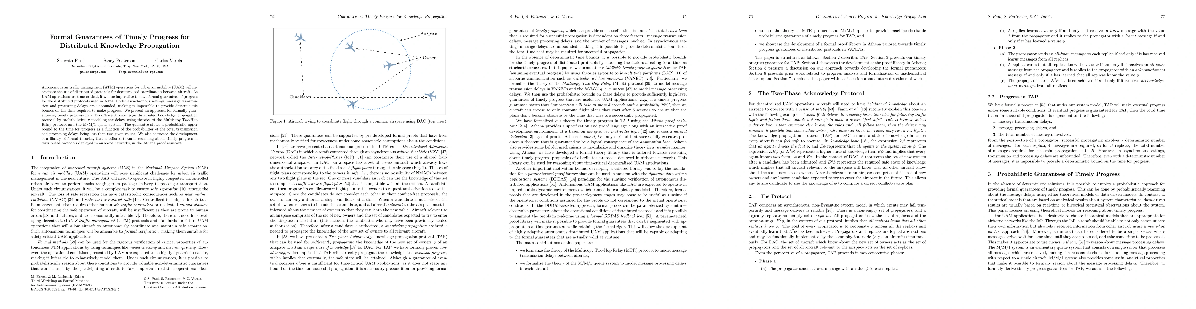 Thumbnail for Formal Guarantees of Timely Progress for Distributed Knowledge
  Propagation