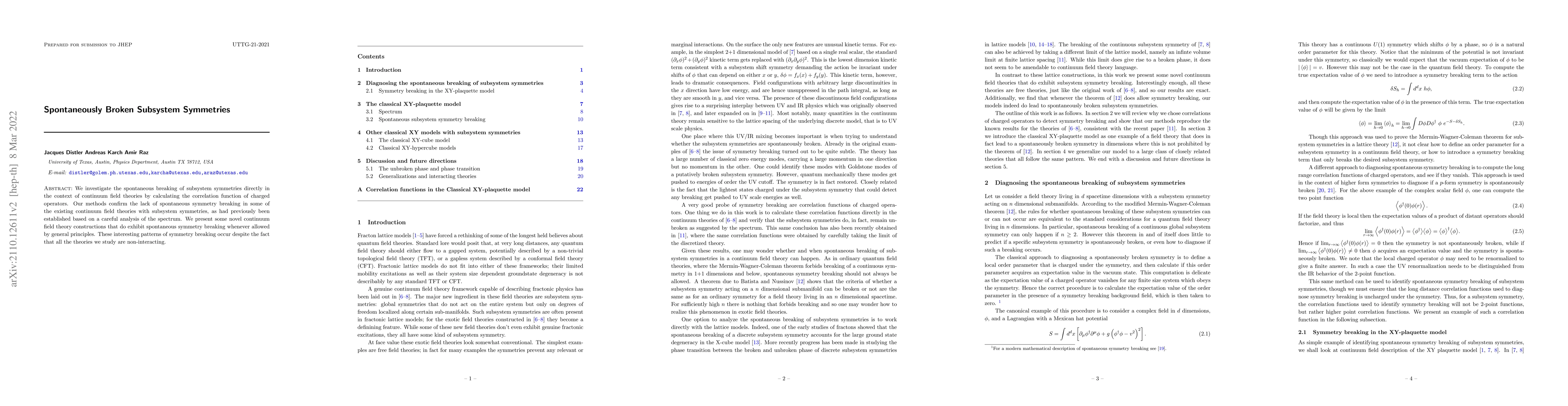 Thumbnail for Spontaneously Broken Subsystem Symmetries
