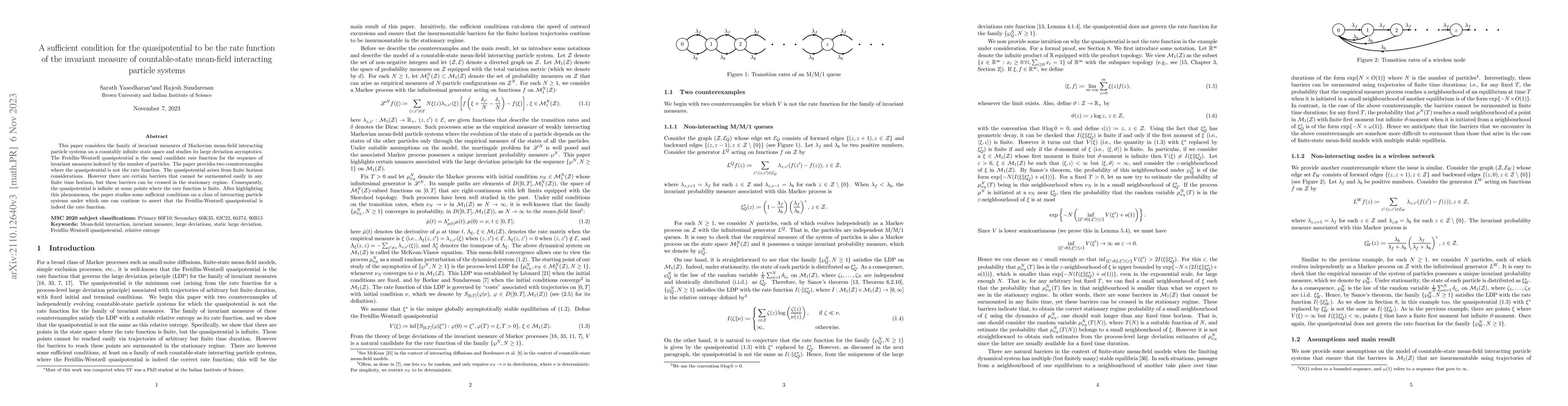 Thumbnail for A sufficient condition for the quasipotential to be the rate function of
  the invariant measure of countable-state mean-field interacting particle
  systems