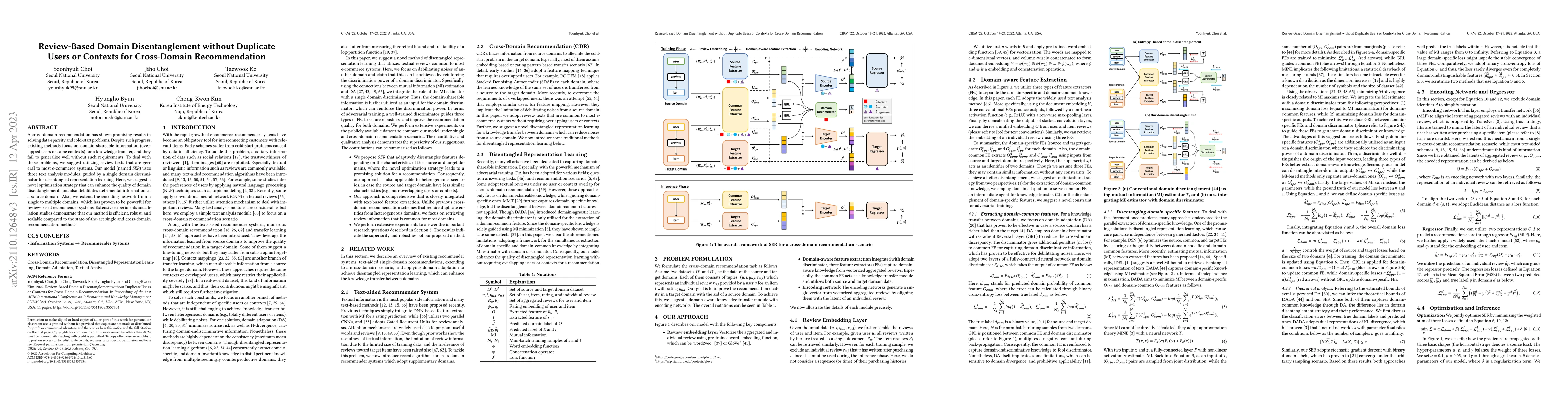 Thumbnail for Review-Based Domain Disentanglement without Duplicate Users or Contexts
  for Cross-Domain Recommendation