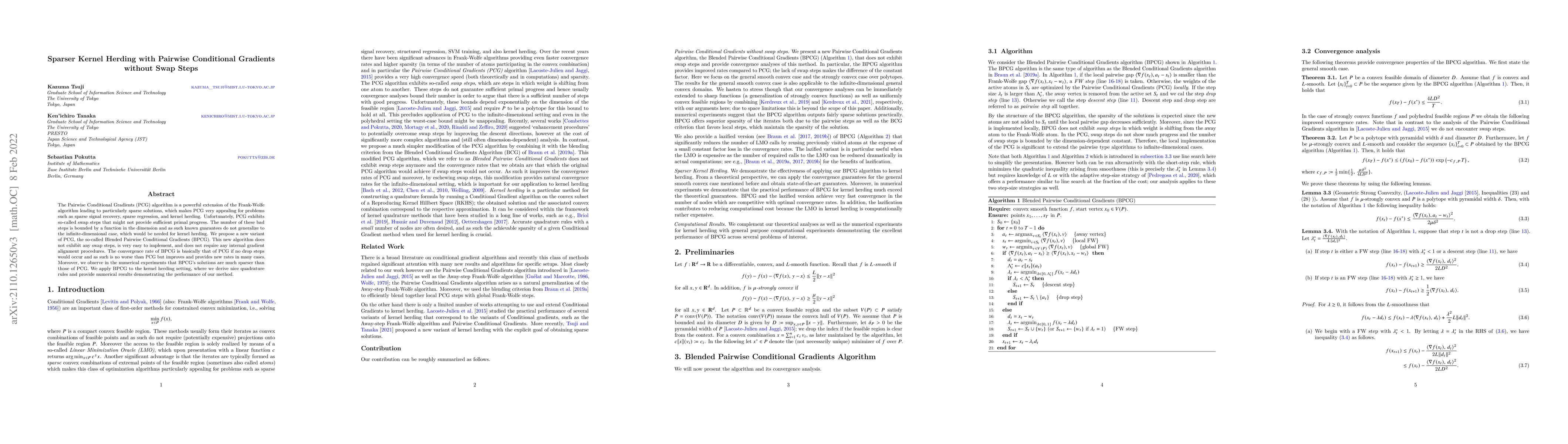 Thumbnail for Sparser Kernel Herding with Pairwise Conditional Gradients without Swap
  Steps
