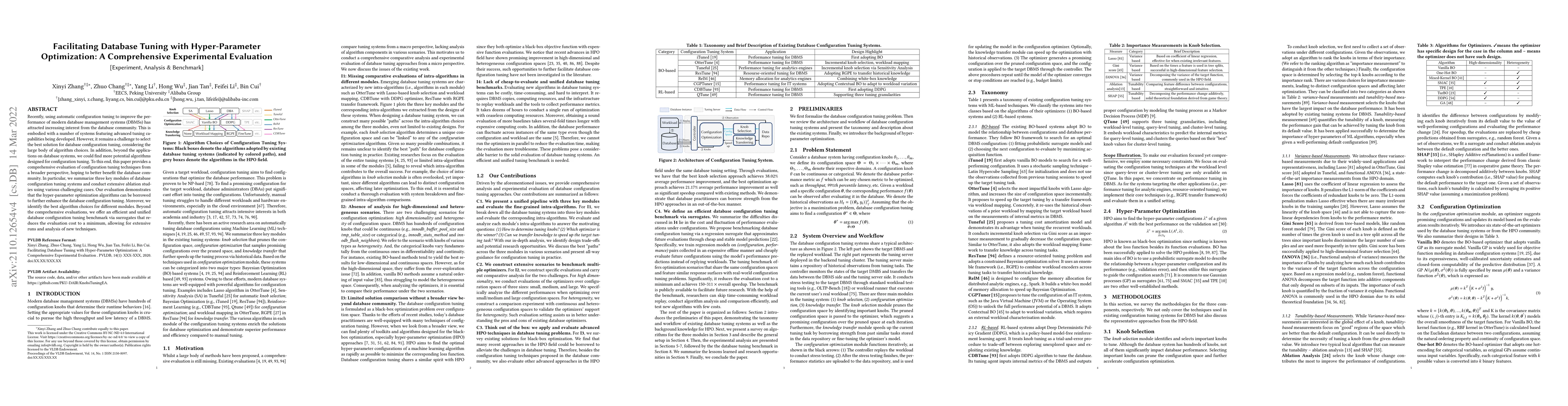 Thumbnail for Facilitating Database Tuning with Hyper-Parameter Optimization: A
  Comprehensive Experimental Evaluation