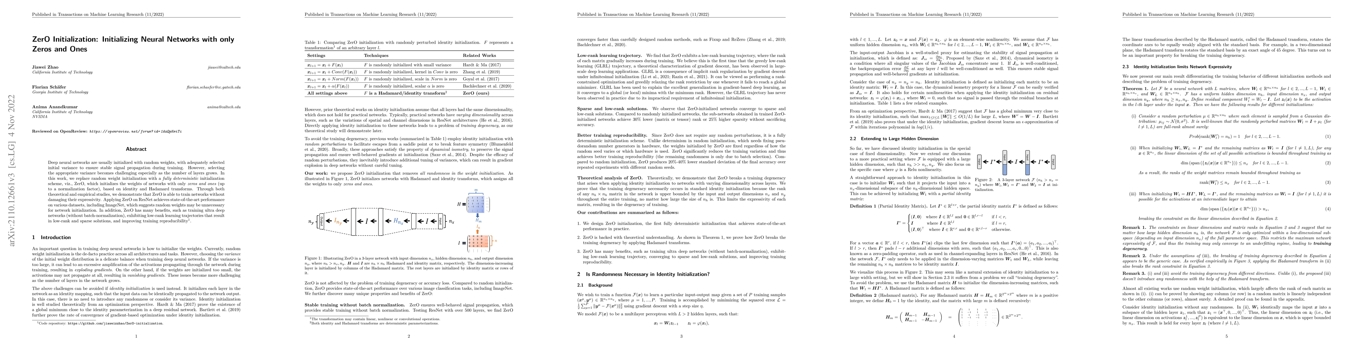 Thumbnail for ZerO Initialization: Initializing Neural Networks with only Zeros and
  Ones