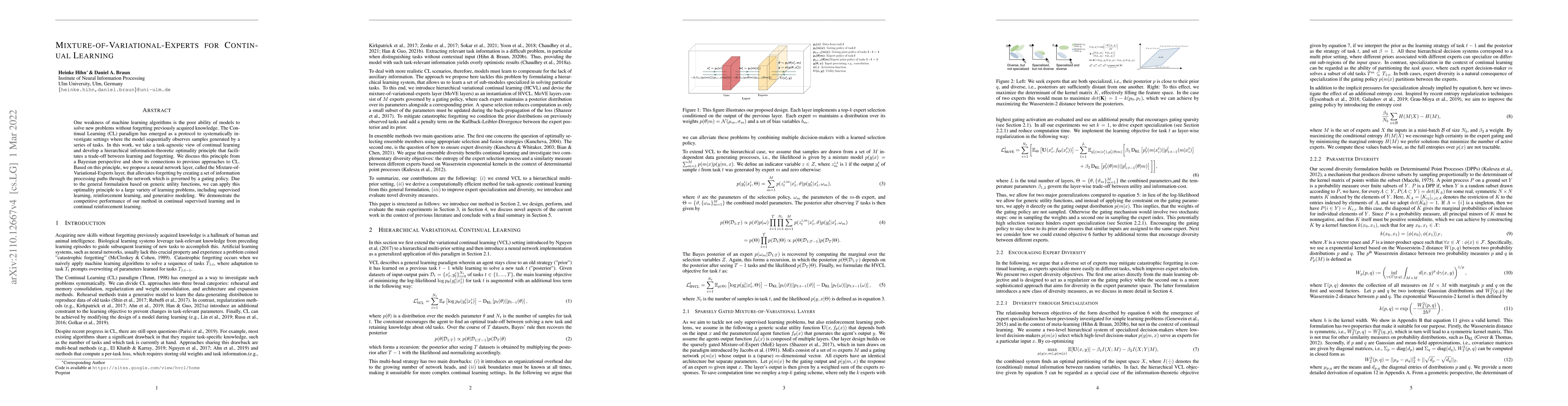 Thumbnail for Mixture-of-Variational-Experts for Continual Learning