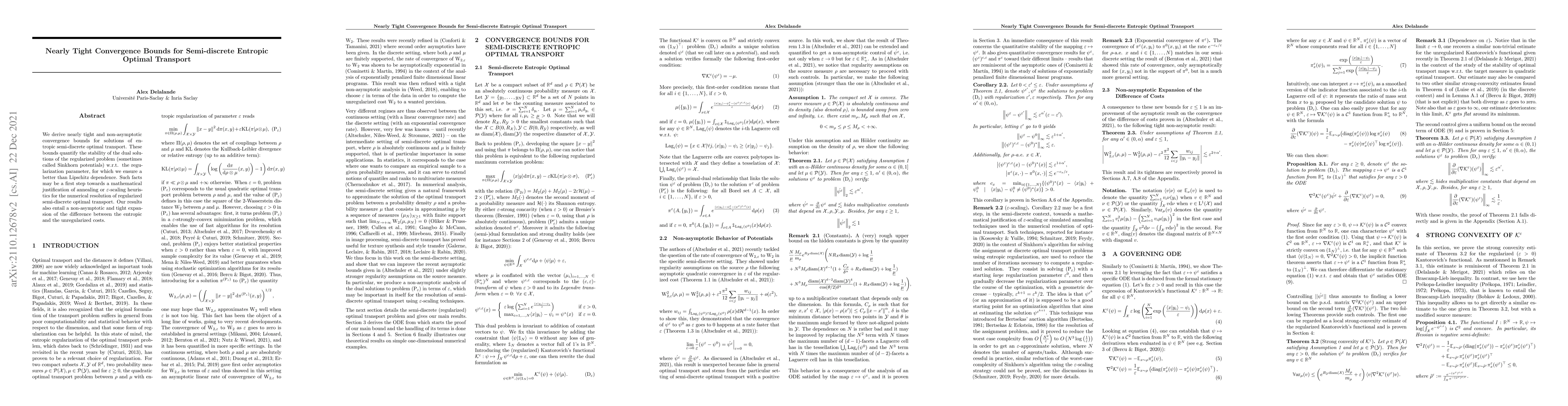Thumbnail for Nearly Tight Convergence Bounds for Semi-discrete Entropic Optimal
  Transport