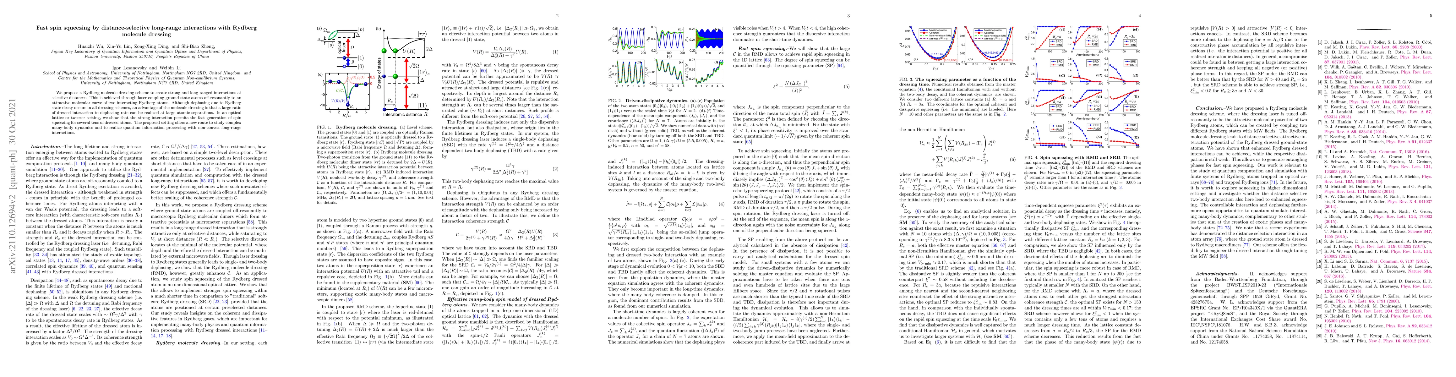Thumbnail for Fast spin squeezing by distance-selective long-range interactions with
  Rydberg molecule dressing
