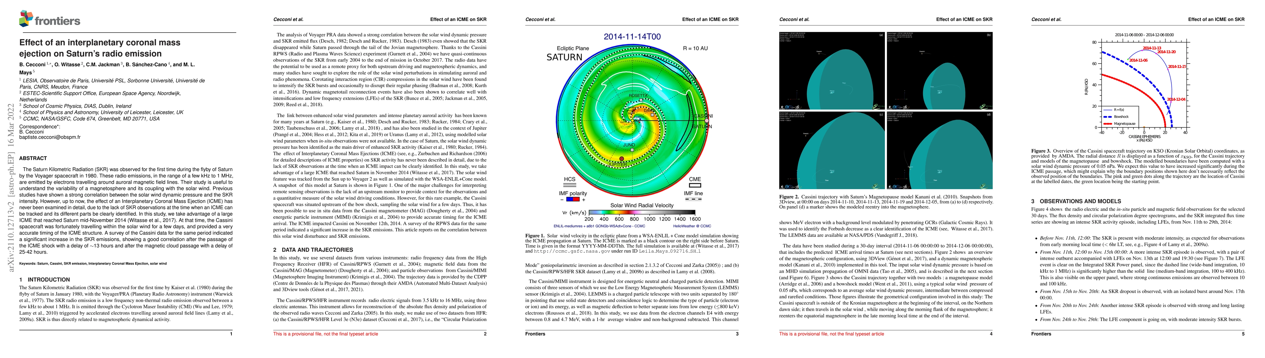 Thumbnail for Effect of an interplanetary coronal mass ejection on Saturn's radio
  emission
