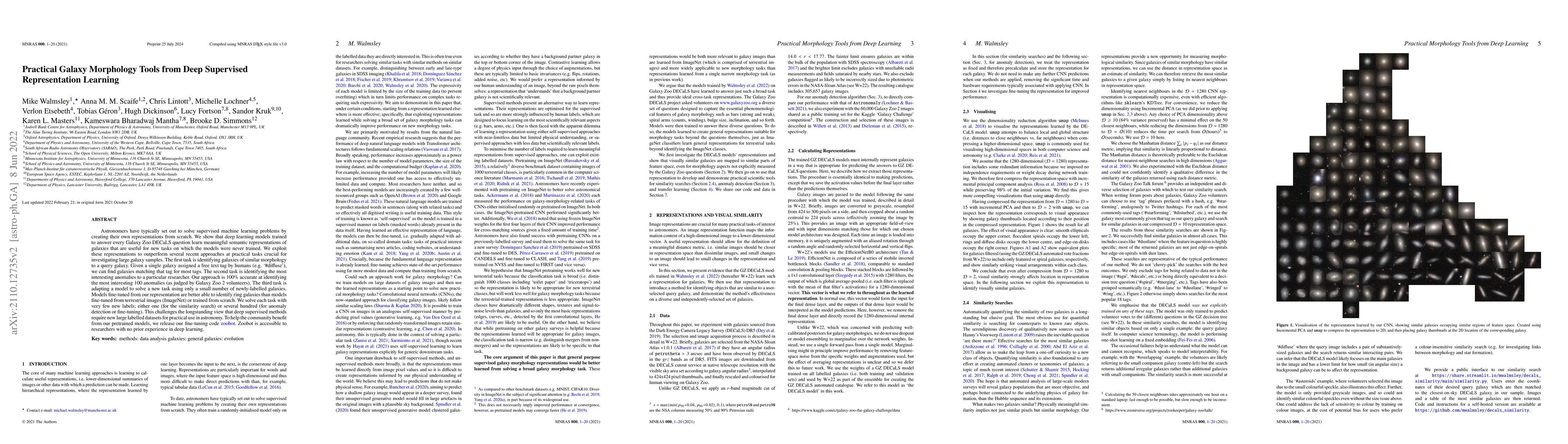 Thumbnail for Practical Galaxy Morphology Tools from Deep Supervised Representation
  Learning