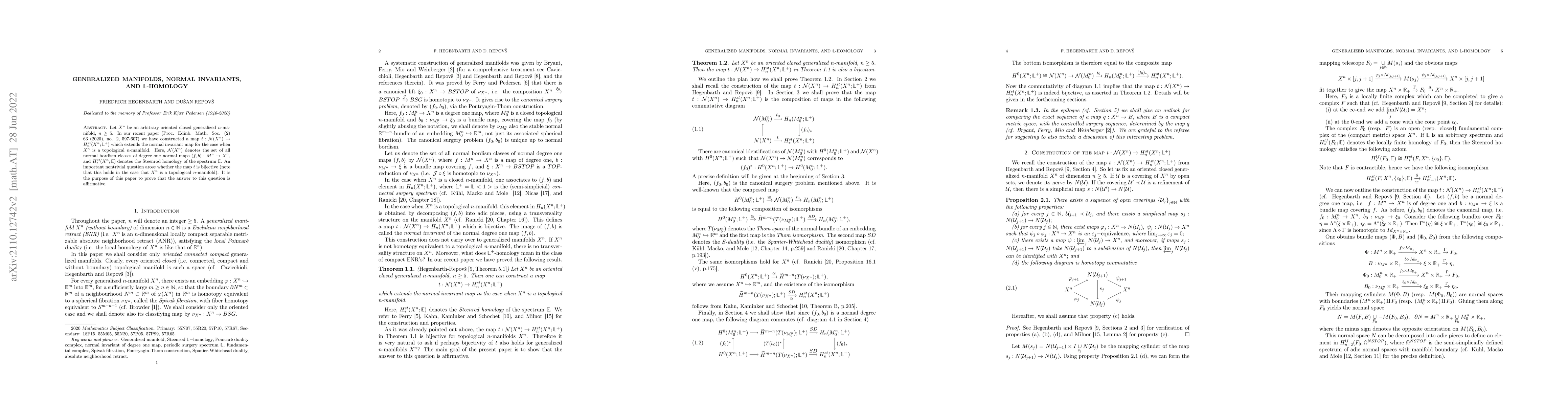 Thumbnail for Generalized manifolds, normal invariants, and $\mathbb{L}$-homology