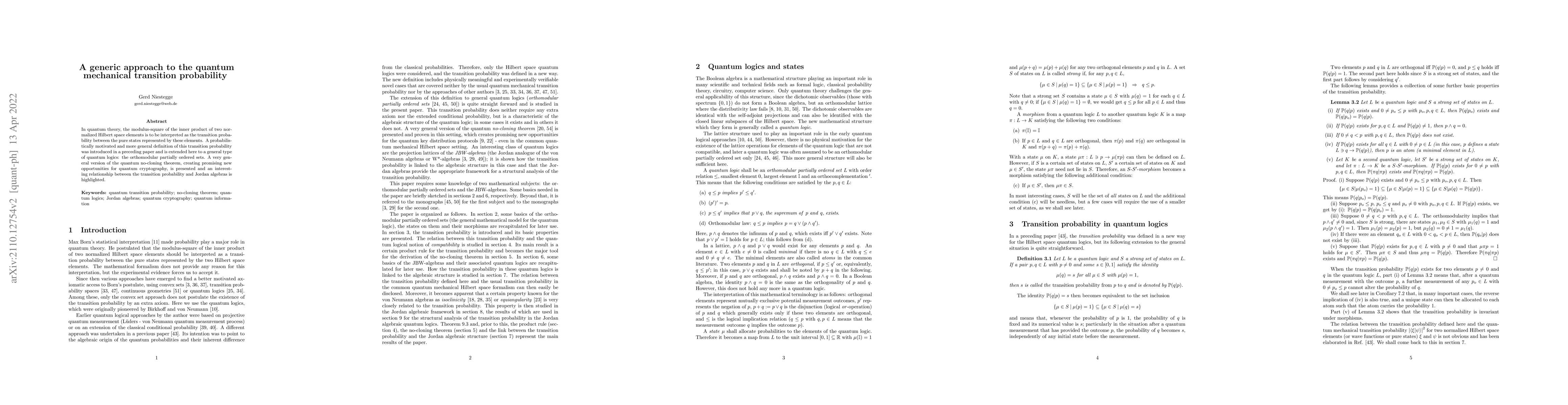 Thumbnail for A generic approach to the quantum mechanical transition probability