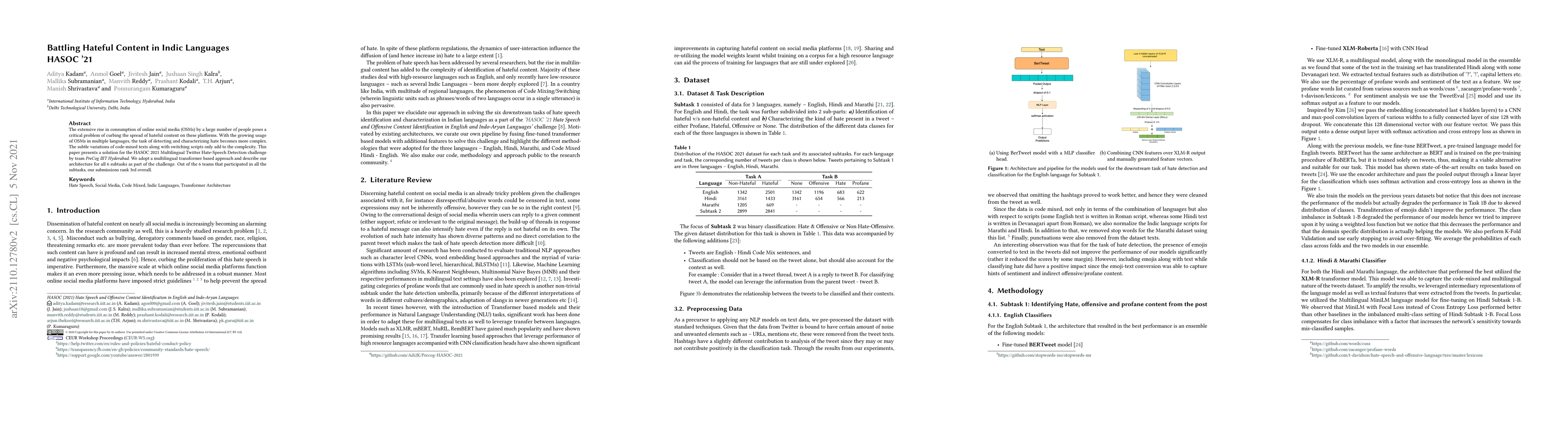Thumbnail for Battling Hateful Content in Indic Languages HASOC '21
