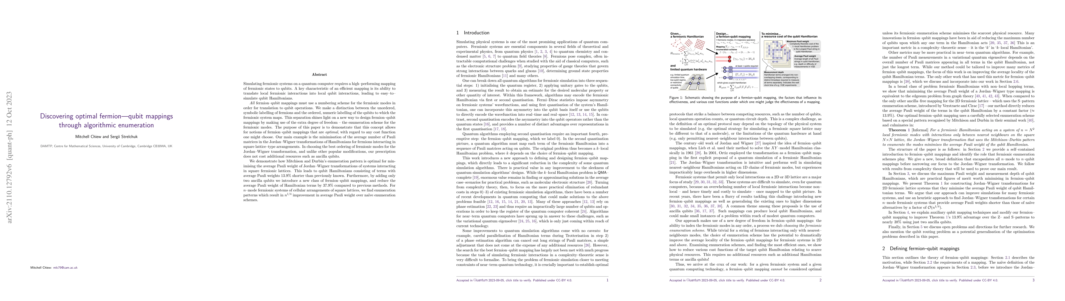 Thumbnail for Discovering optimal fermion-qubit mappings through algorithmic
  enumeration