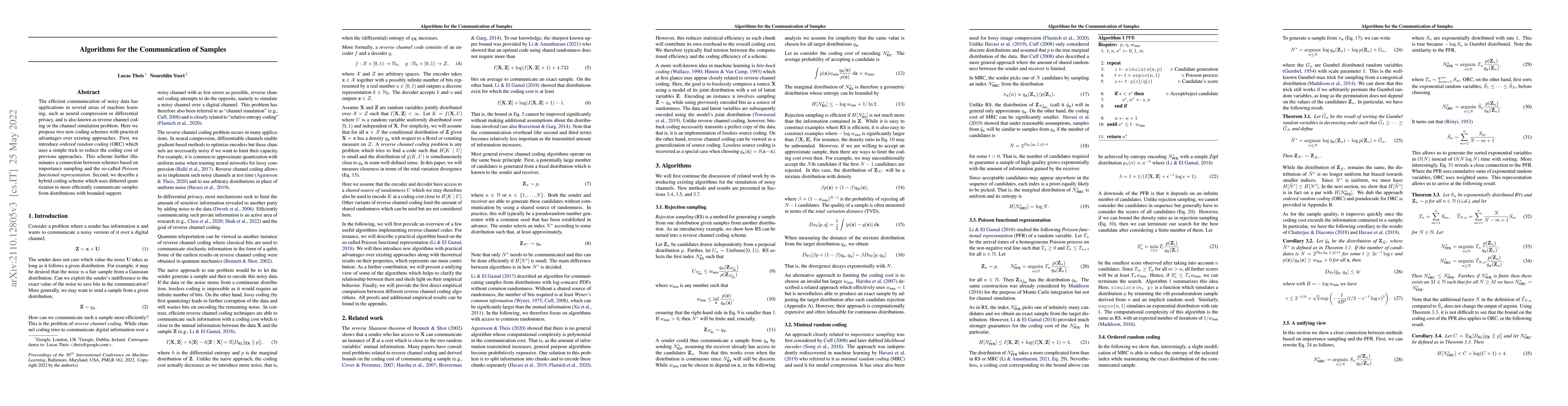 Thumbnail for Algorithms for the Communication of Samples