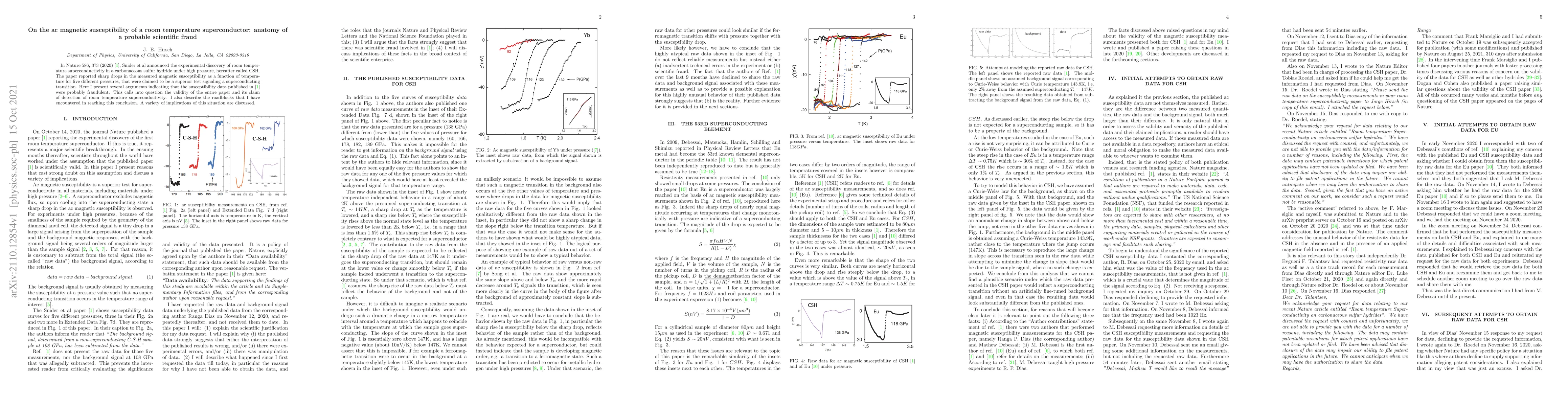 Thumbnail for On the ac magnetic susceptibility of a room temperature superconductor:
  anatomy of a probable scientific fraud