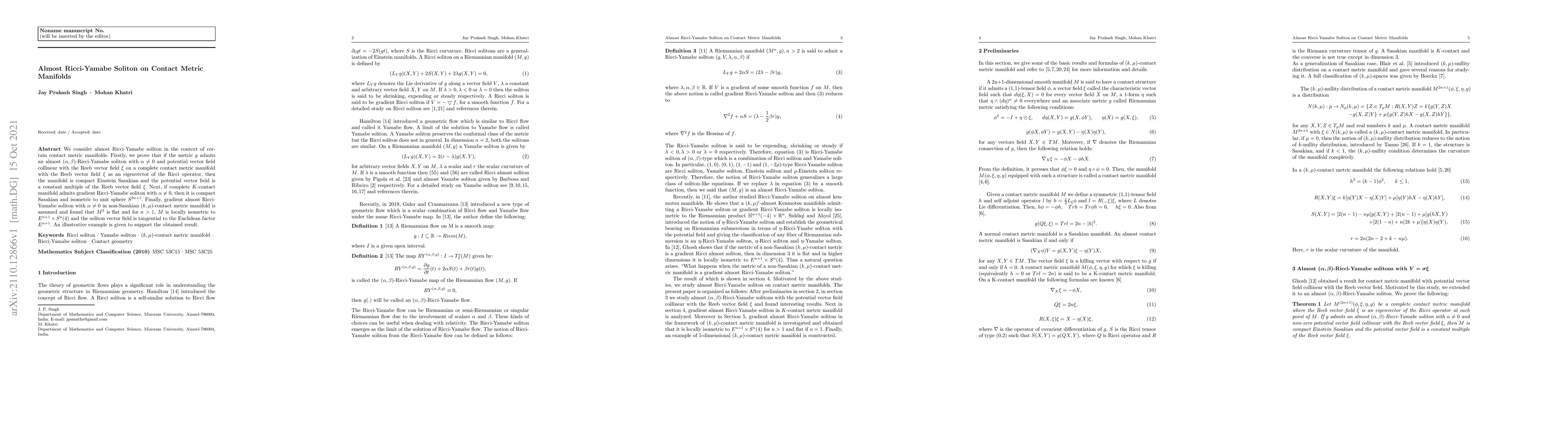 Thumbnail for Almost Ricci-Yamabe Soliton on Contact Metric Manifolds