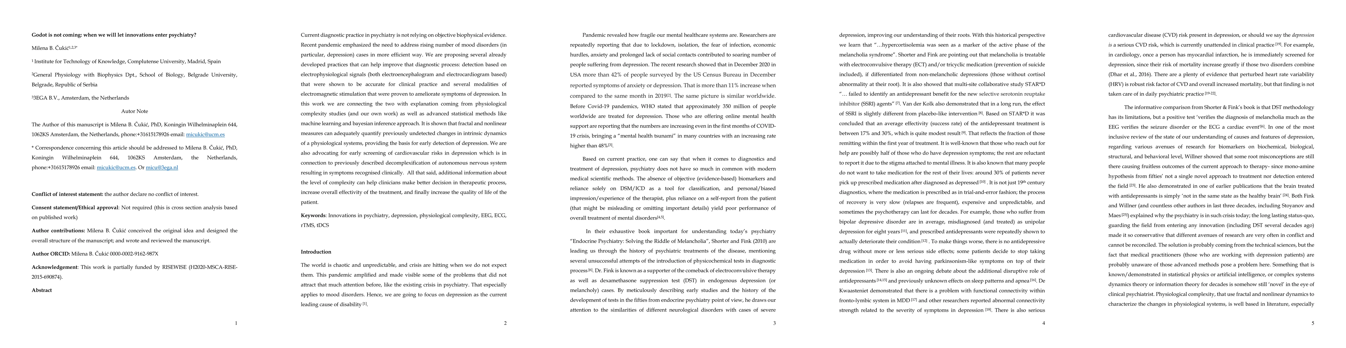 Thumbnail for Godot is not coming: when we will let innovations enter psychiatry?