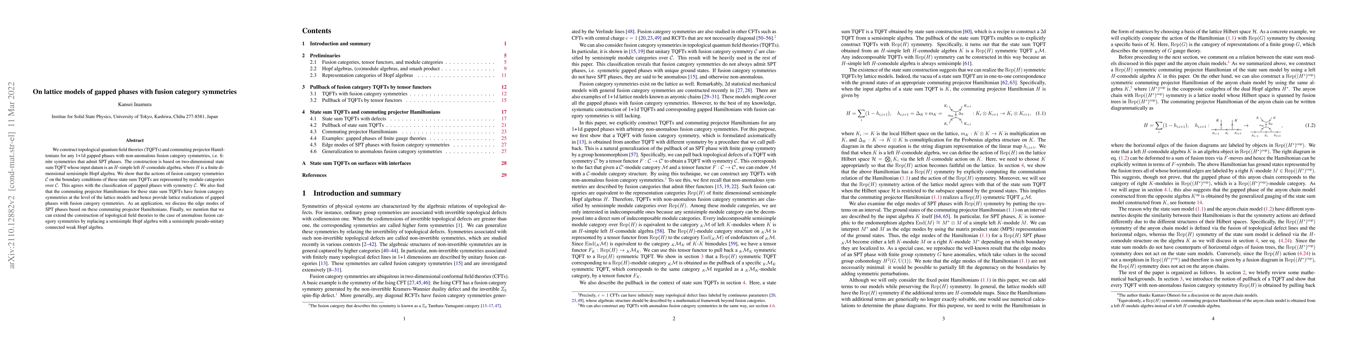 Thumbnail for On lattice models of gapped phases with fusion category symmetries