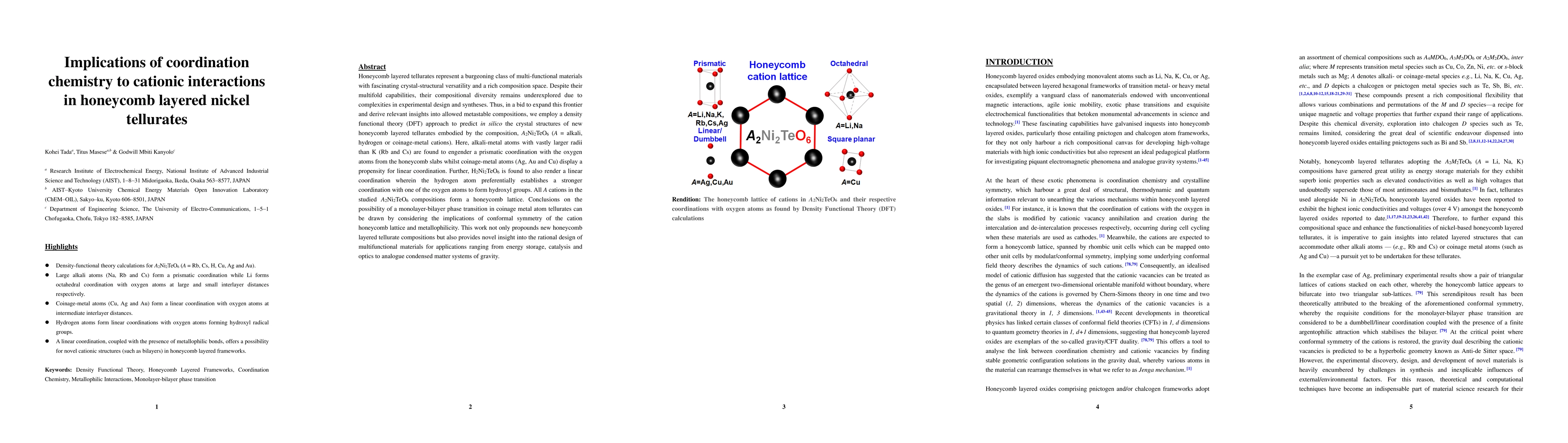 Thumbnail for Implications of Coordination Chemistry to Cationic Interactions in
  Honeycomb Layered Nickel Tellurates