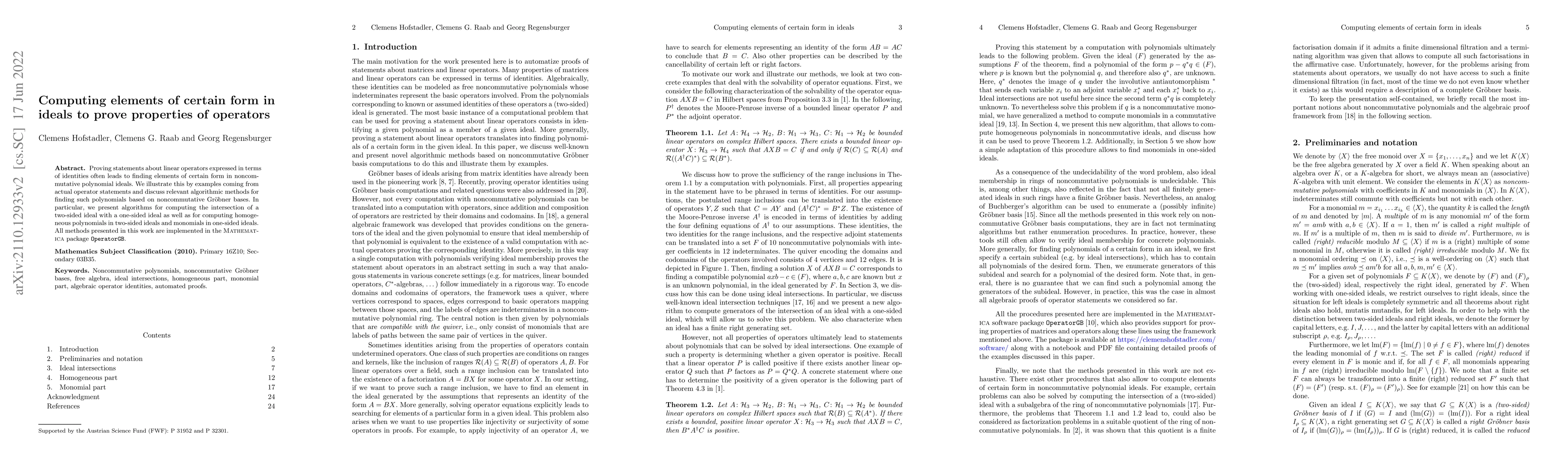 Thumbnail for Computing elements of certain form in ideals to prove properties of
  operators
