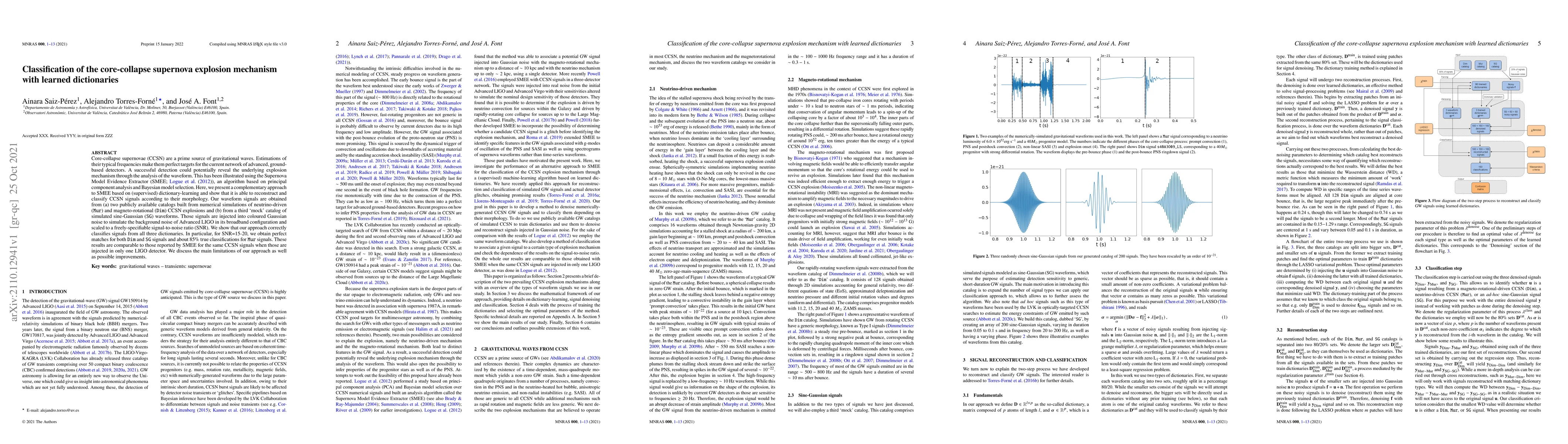 Thumbnail for Classification of the core-collapse supernova explosion mechanism with
  learned dictionaries