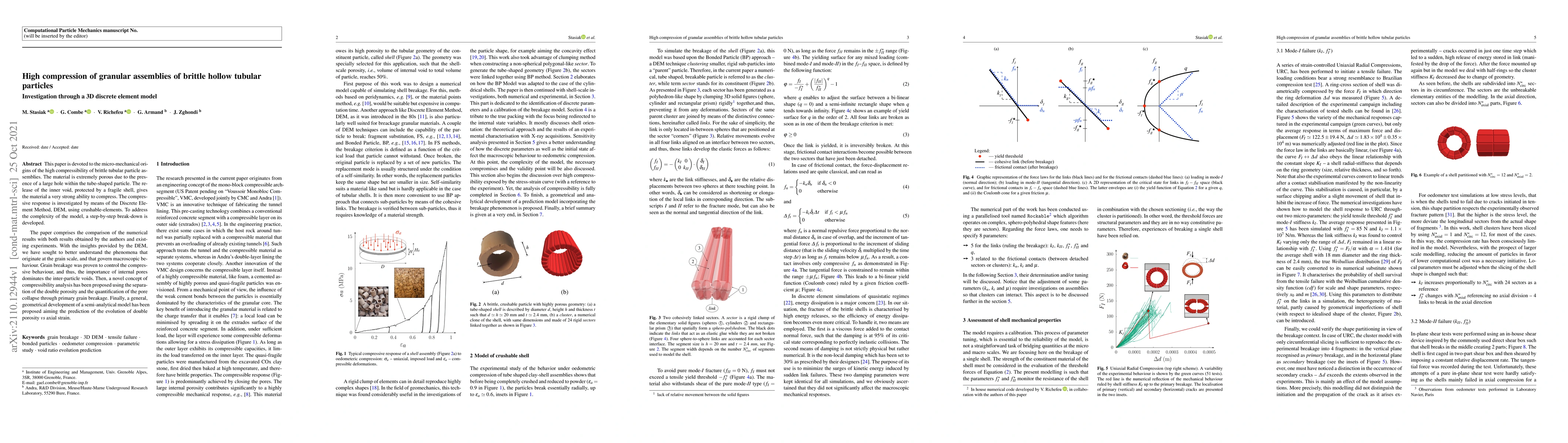 Thumbnail for High compression of granular assemblies of brittle hollow tubular
  particles