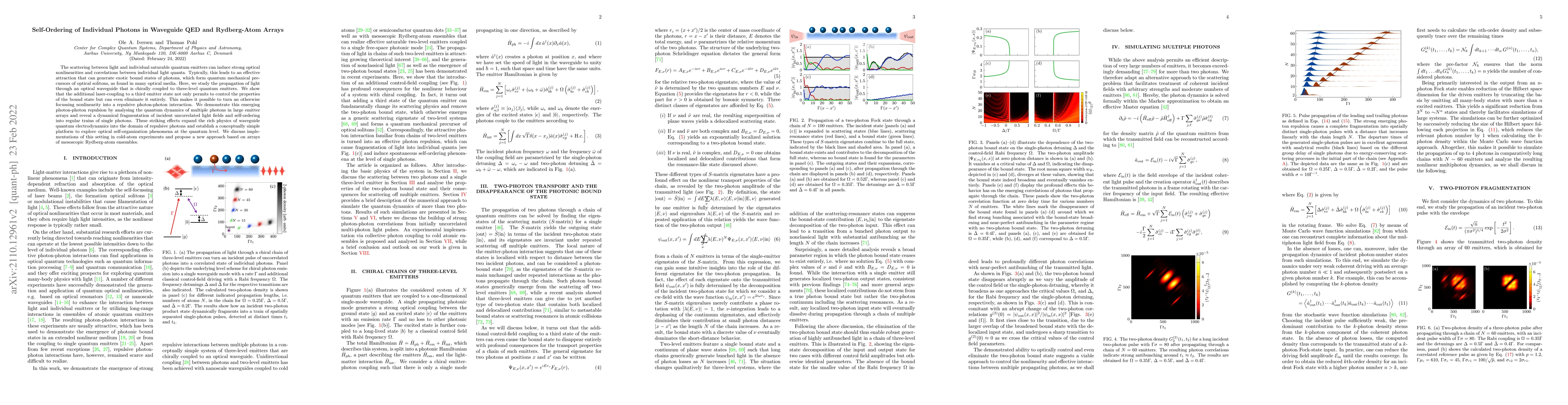 Thumbnail for Self-Ordering of Individual Photons in Waveguide QED and Rydberg-Atom
  Arrays