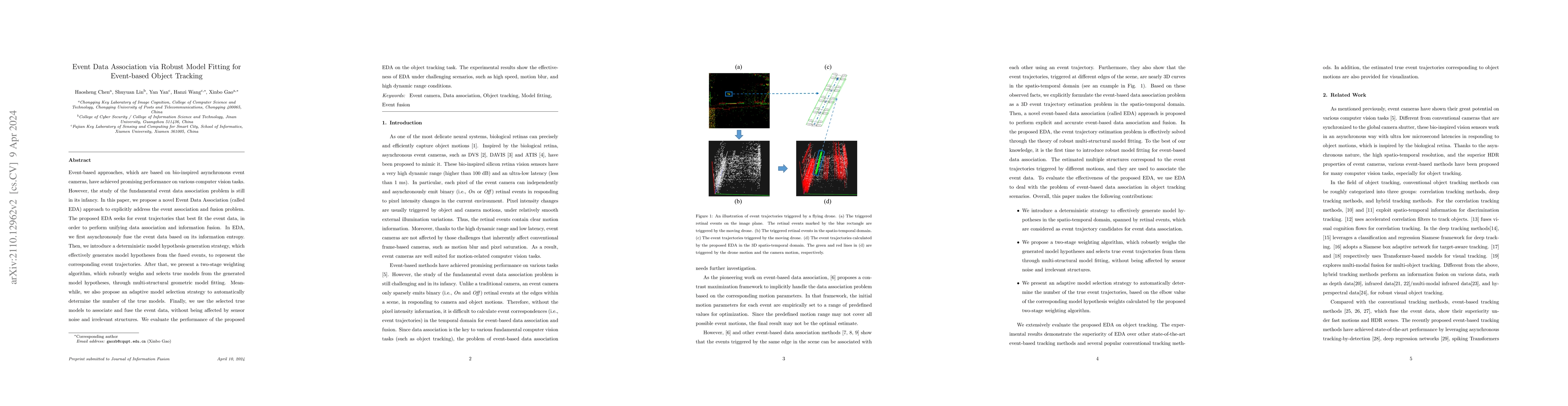 Thumbnail for Event Data Association via Robust Model Fitting for Event-based Object
  Tracking