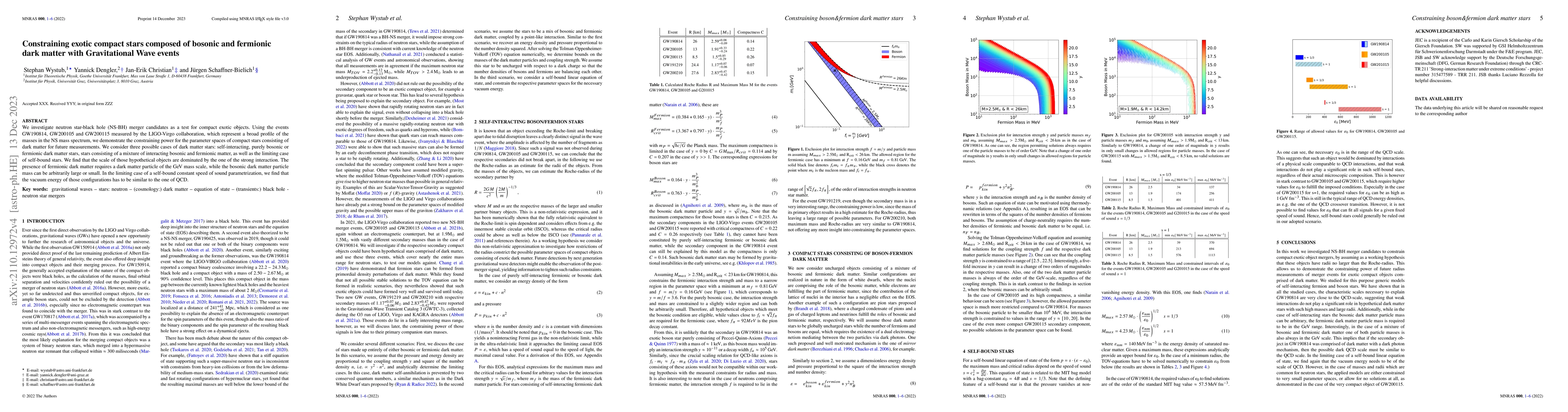 Thumbnail for Constraining exotic compact stars composed of bosonic and fermionic dark
  matter with gravitational wave events