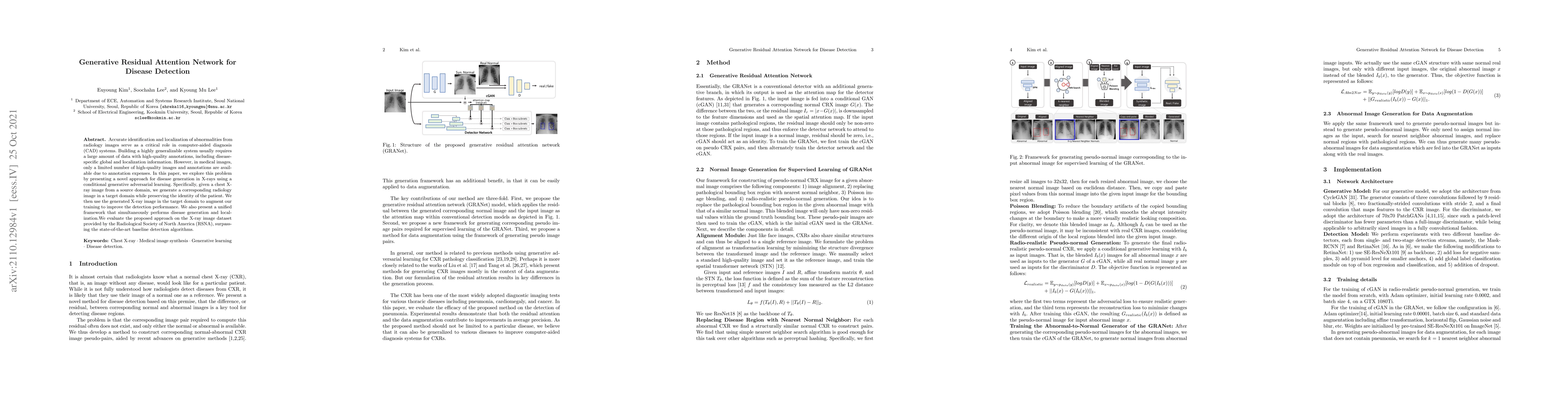 Thumbnail for Generative Residual Attention Network for Disease Detection