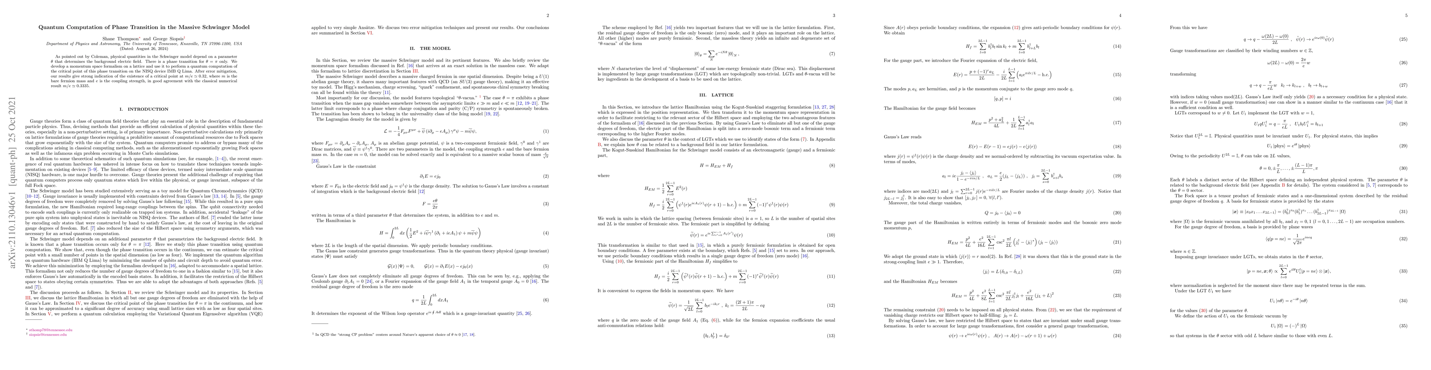 Thumbnail for Quantum Computation of Phase Transition in the Massive Schwinger Model