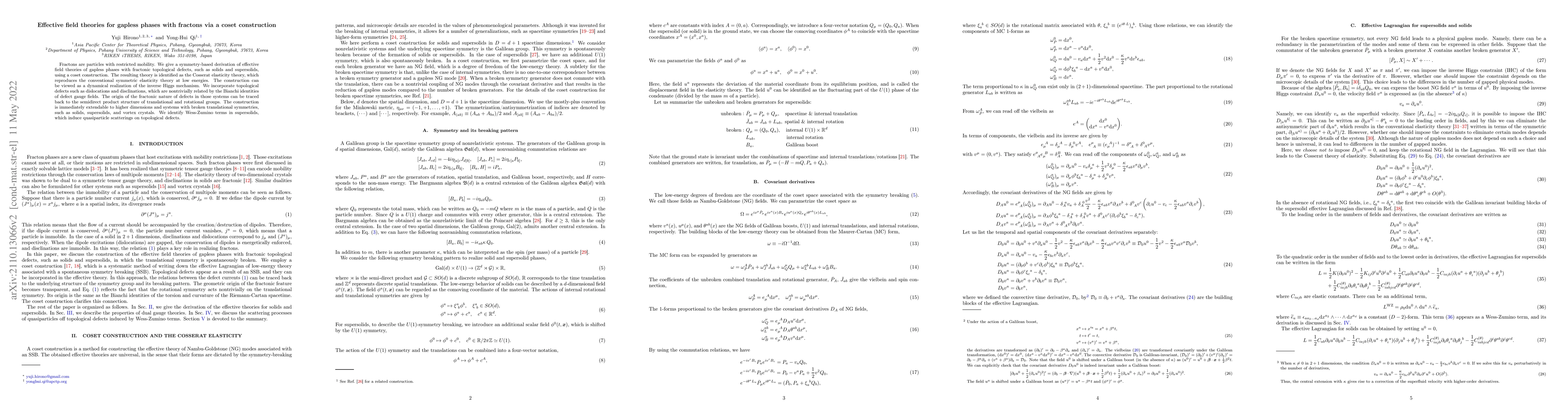 Thumbnail for Effective field theories for gapless phases with fractons via a coset
  construction