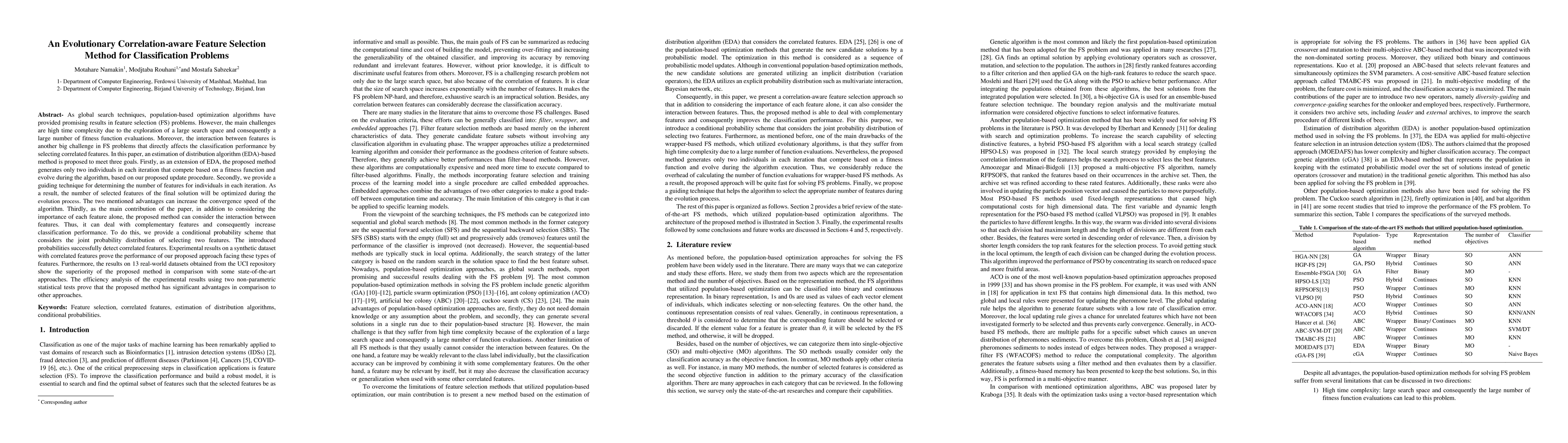 Thumbnail for An Evolutionary Correlation-aware Feature Selection Method for
  Classification Problems