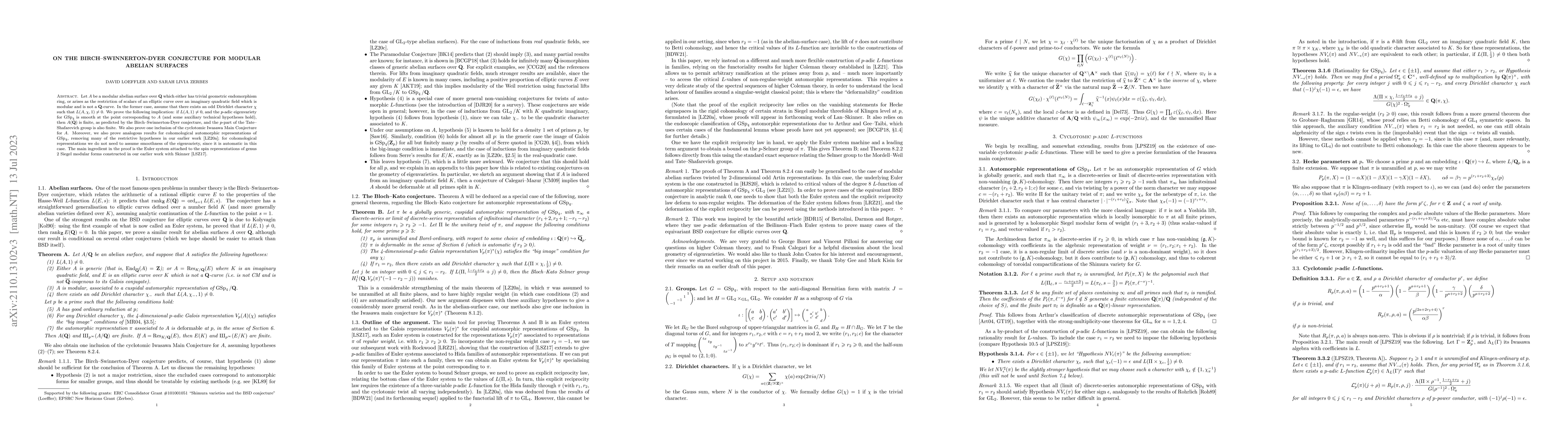 Thumbnail for On the Birch-Swinnerton-Dyer conjecture for modular abelian surfaces