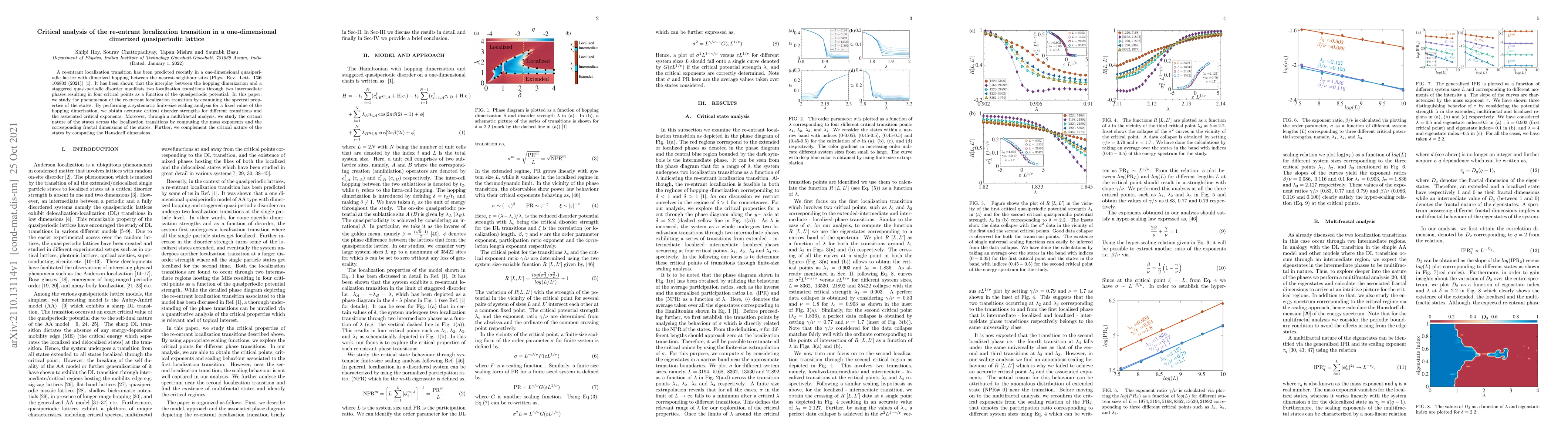 Thumbnail for Critical analysis of the re-entrant localization transition in a
  one-dimensional dimerized quasiperiodic lattice
