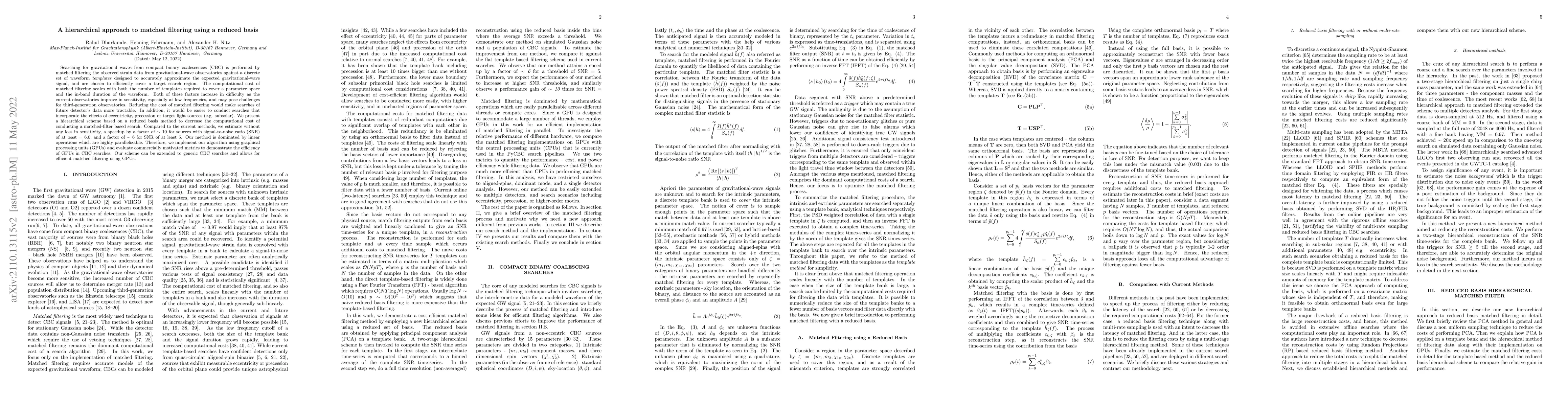 Thumbnail for Hierarchical approach to matched filtering using a reduced basis