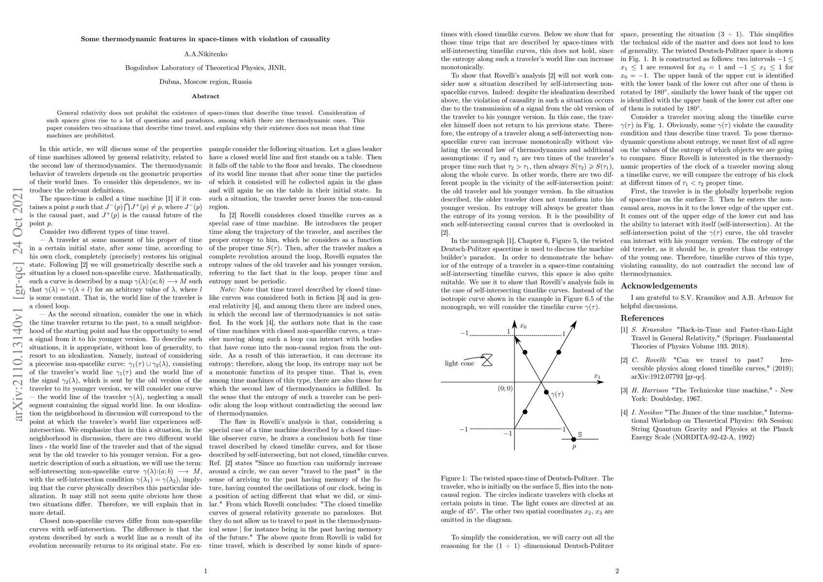 Thumbnail for Some thermodynamic features in space-times with violation of causality