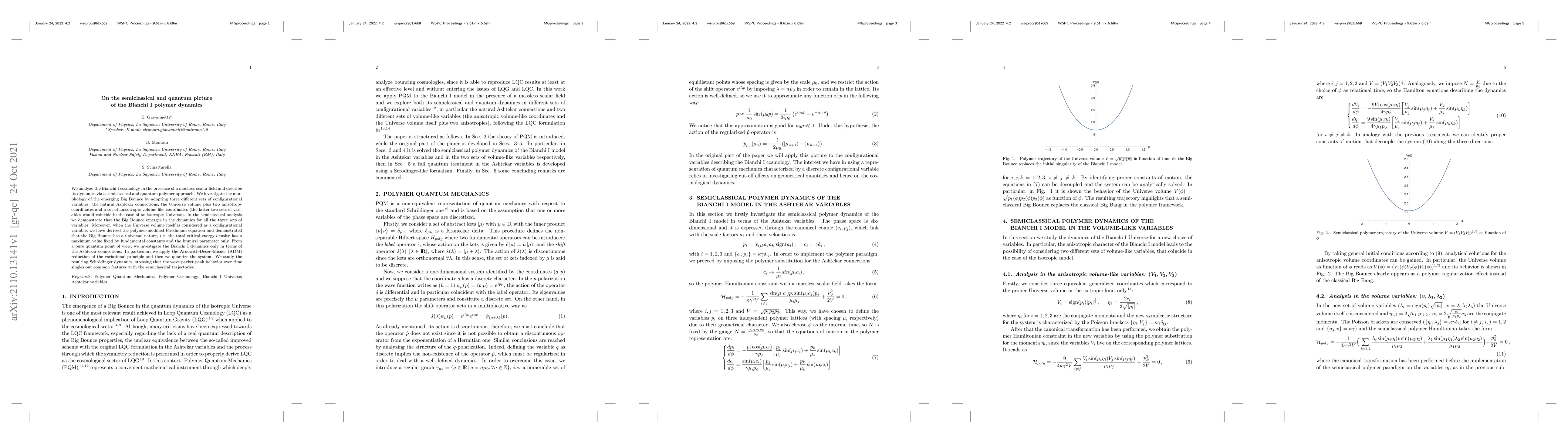 Thumbnail for On the semiclassical and quantum picture of the Bianchi I polymer
  dynamics
