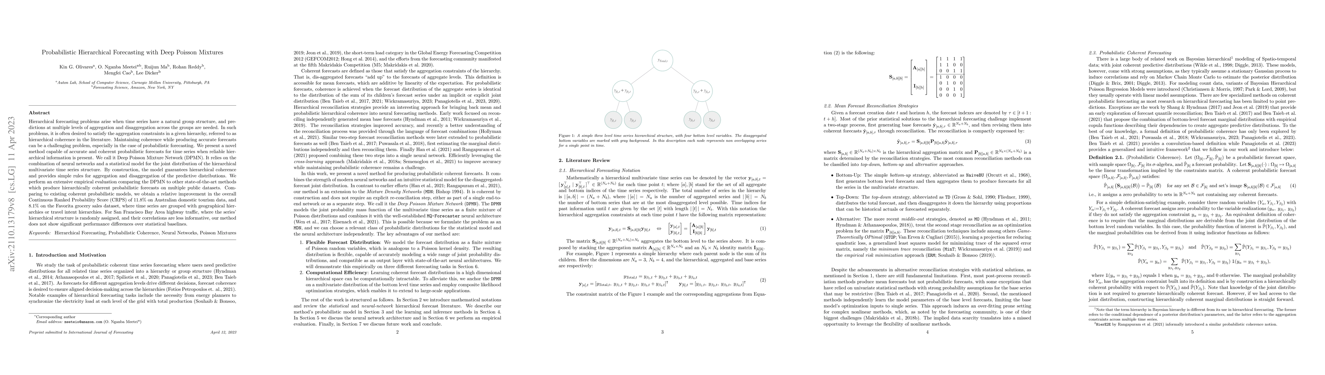 Thumbnail for Probabilistic Hierarchical Forecasting with Deep Poisson Mixtures