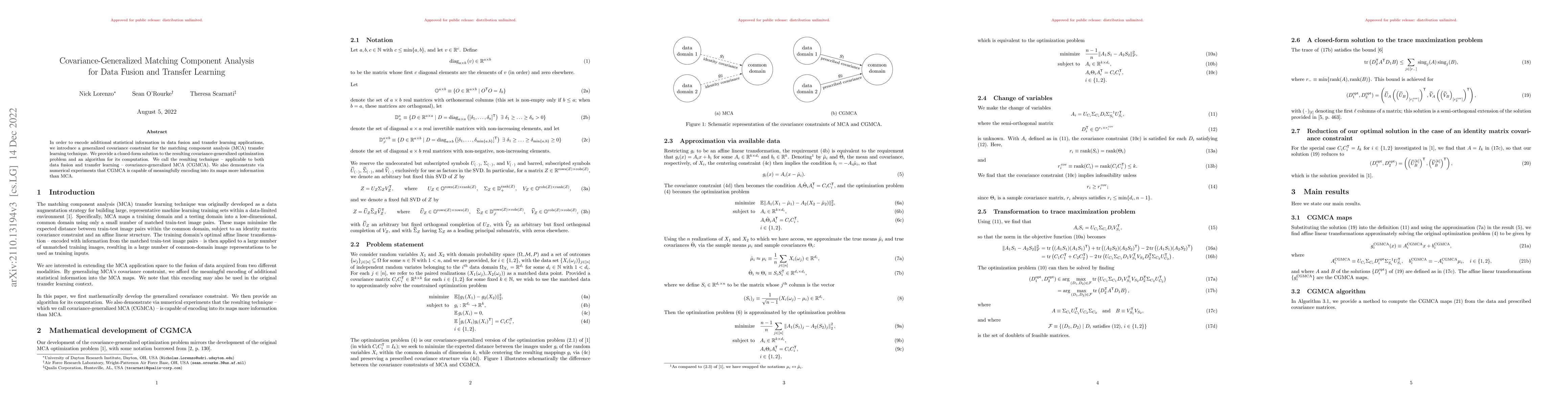 Thumbnail for Covariance-Generalized Matching Component Analysis for Data Fusion and
  Transfer Learning