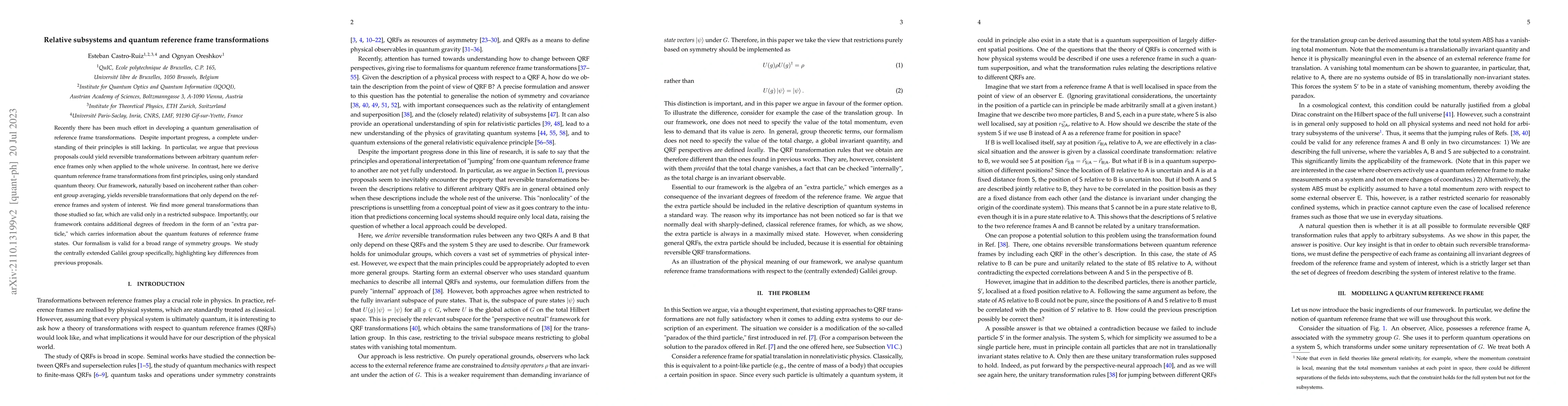 Thumbnail for Relative subsystems and quantum reference frame transformations