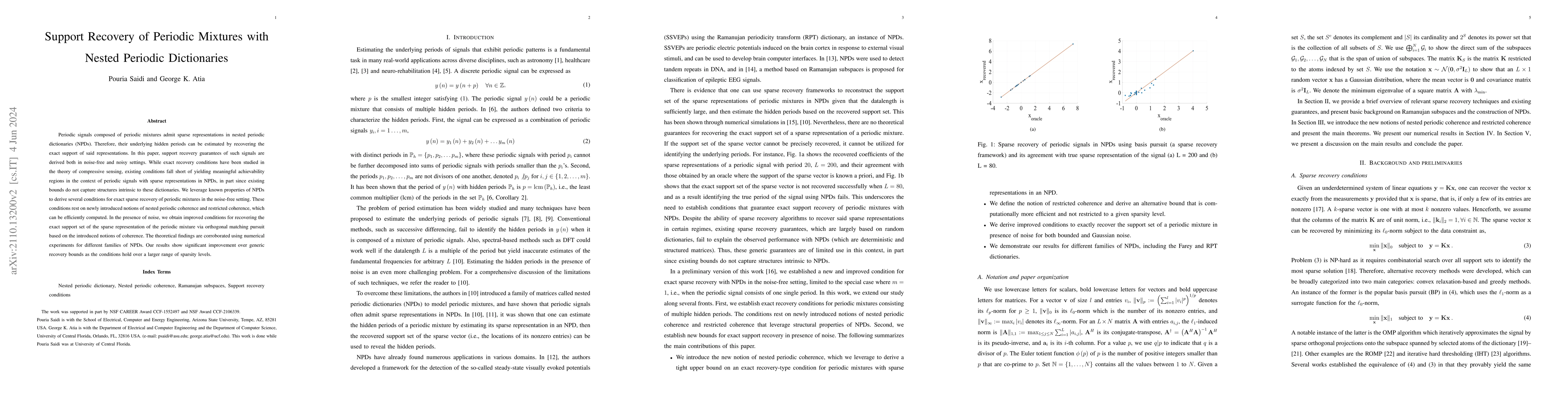 Thumbnail for Support Recovery of Periodic Mixtures with Nested Periodic Dictionaries