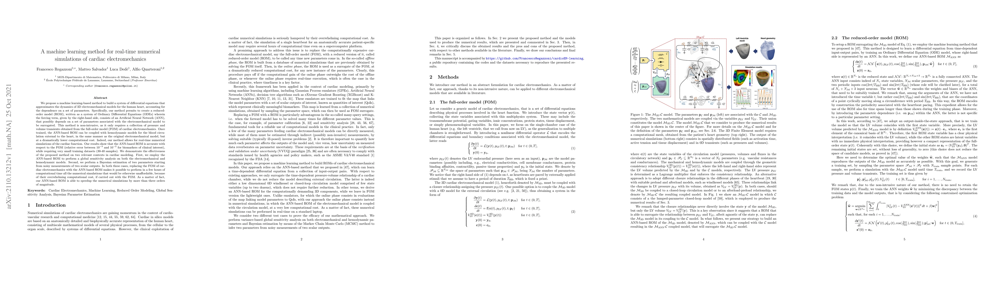 Thumbnail for A machine learning method for real-time numerical simulations of cardiac
  electromechanics