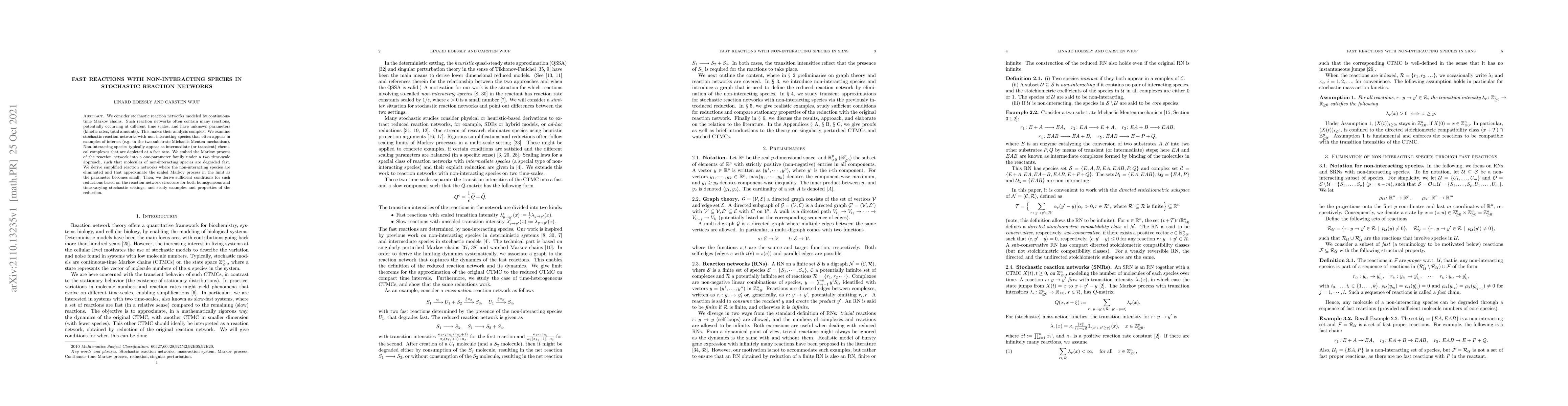 Thumbnail for Fast reactions with non-interacting species in stochastic reaction
  networks