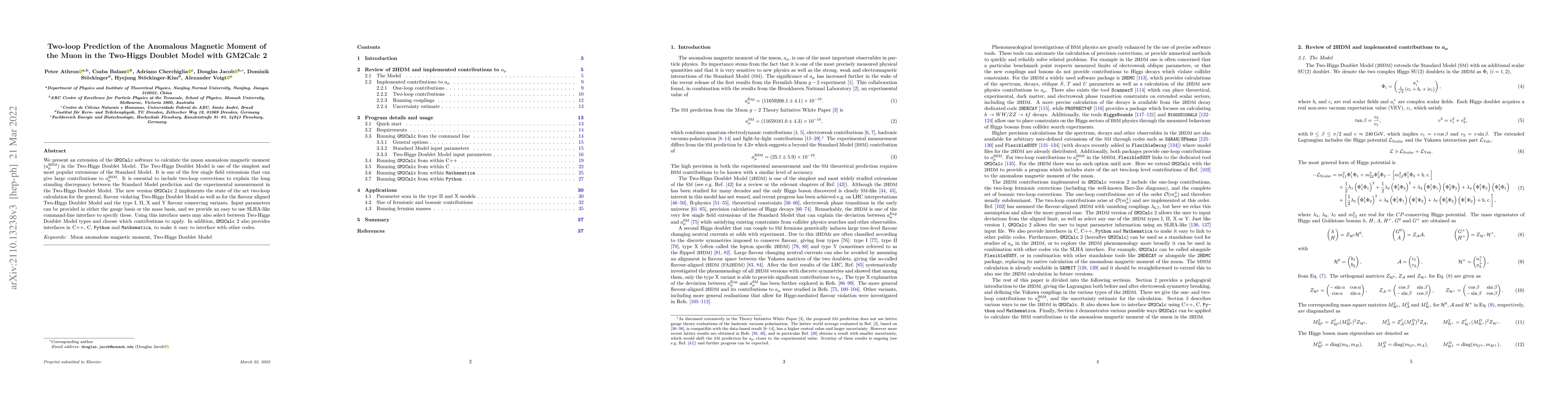 Thumbnail for Two-loop Prediction of the Anomalous Magnetic Moment of the Muon in the
  Two-Higgs Doublet Model with GM2Calc 2
