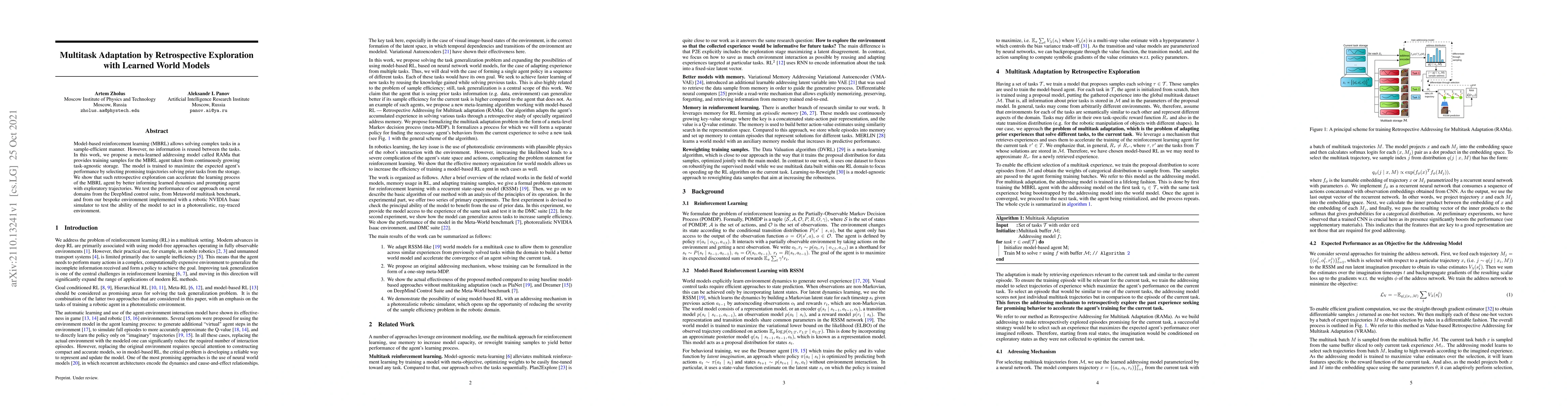 Thumbnail for Multitask Adaptation by Retrospective Exploration with Learned World
  Models