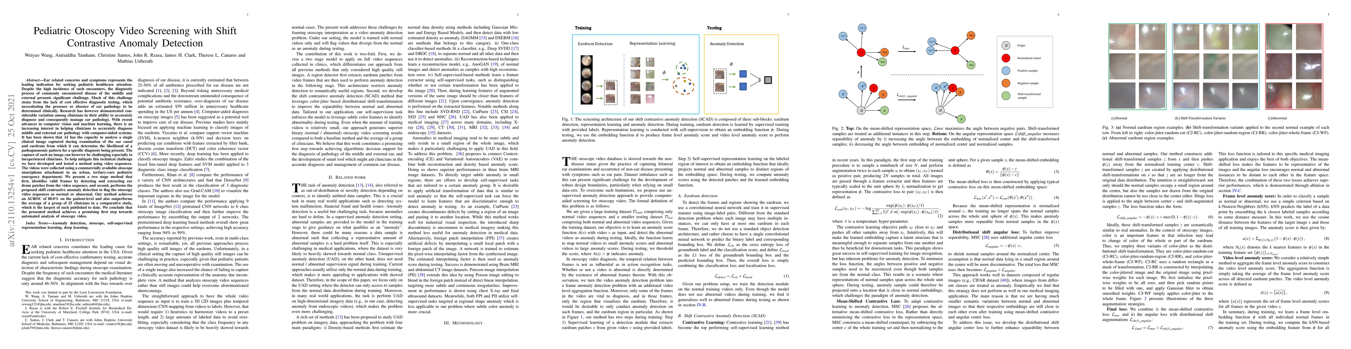 Thumbnail for Pediatric Otoscopy Video Screening with Shift Contrastive Anomaly
  Detection