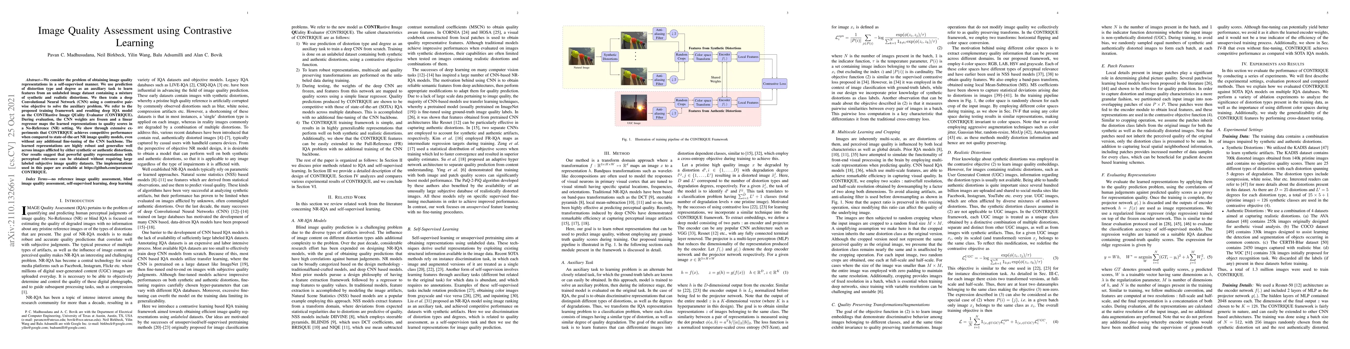 Thumbnail for Image Quality Assessment using Contrastive Learning